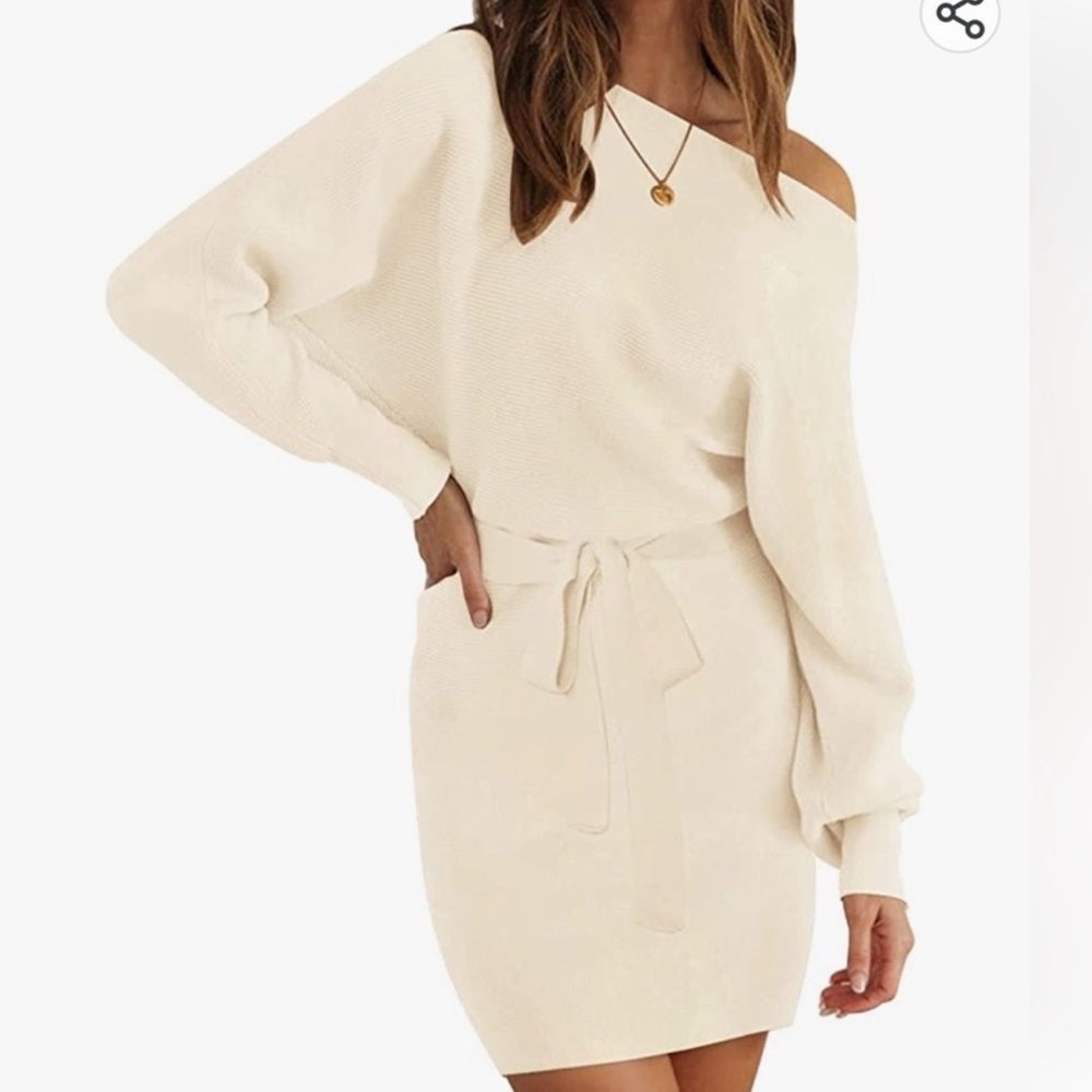 Elegant Long Sleeve Cream Dress